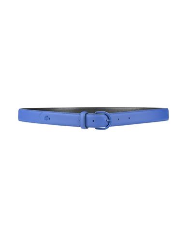 Lacoste Woman Belt Blue Size 36 Cow Leather In Blue
