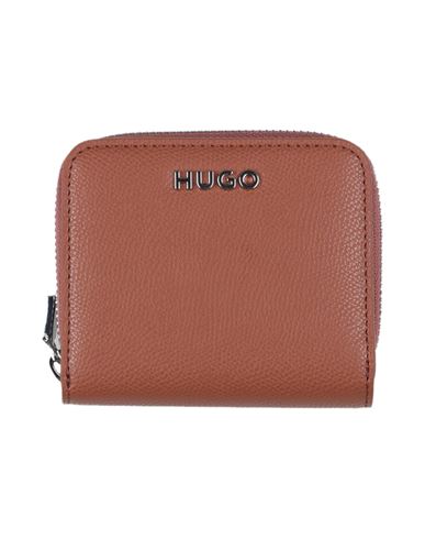 Hugo Boss Hugo Woman Coin Purse Brown Size - Recycled Polyurethane, Polyester, Polyurethane In Brown