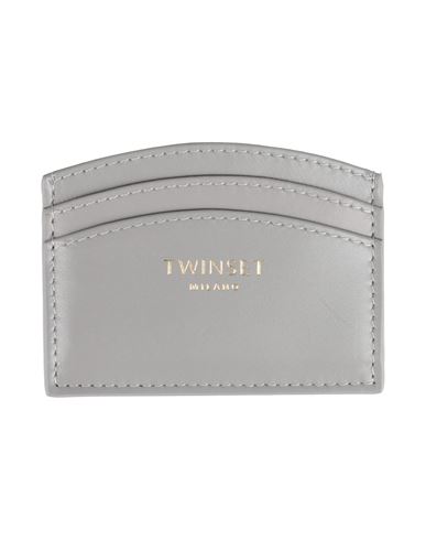 Twinset Woman Cardholder Grey Size - Cow Leather In Gray