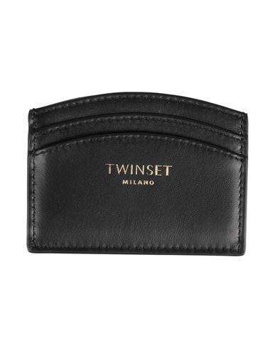 Twinset Woman Cardholder Black Size - Cow Leather In Black