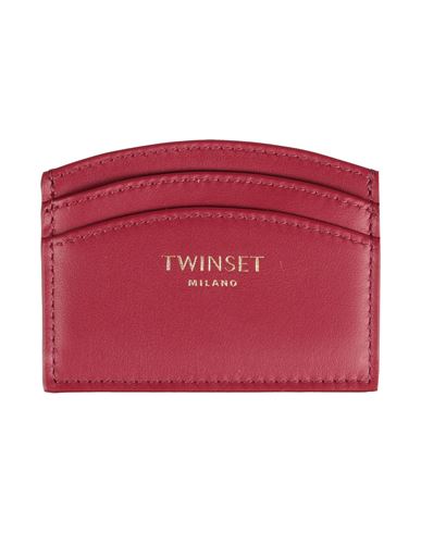 Twinset Woman Cardholder Burgundy Size - Cow Leather In Red