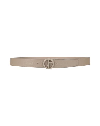 Giorgio Armani Neve Man Belt Khaki Size Onesize Cow Leather, Polyurethane In Neutral