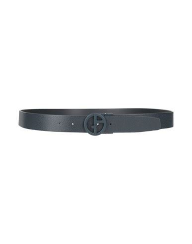 Giorgio Armani Neve Man Belt Midnight Blue Size Onesize Cow Leather, Polyurethane In Blue