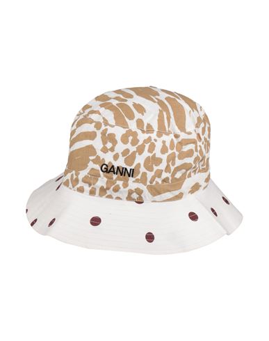 Ganni Woman Hat Sand Size Onesize Cotton In Multi
