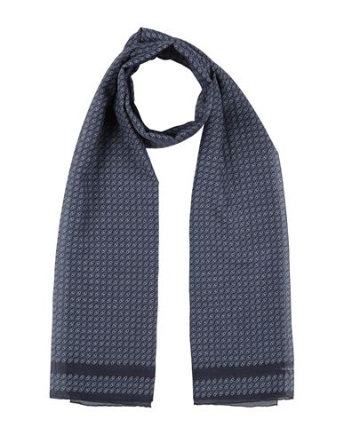 Ferragamo Man Scarf Midnight Blue Size - Cotton, Silk In Blue