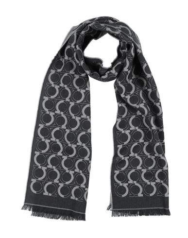 Ferragamo Man Scarf Charcoal Size - Wool In Gray