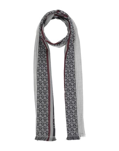 Ferragamo Man Scarf Light Grey Size - Wool, Cotton, Silk In Gray