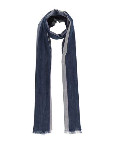 Ferragamo Man Scarf Midnight Blue Size - Silk, Linen