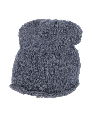 Replay Woman Hat Slate Blue Size M Mohair Wool, Wool, Viscose, Polyamide In Blue