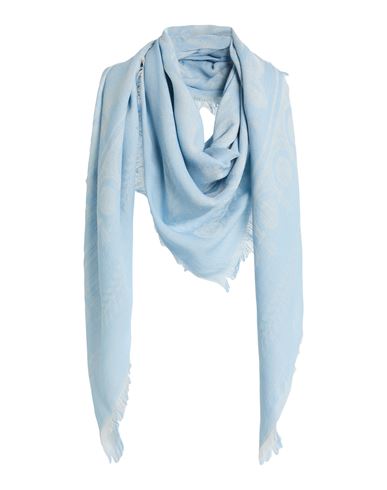 Versace Woman Scarf Sky Blue Size - Virgin Wool, Viscose