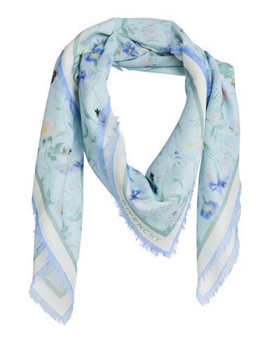 Givenchy Woman Scarf Sky Blue Size - Cashmere, Silk In Blue