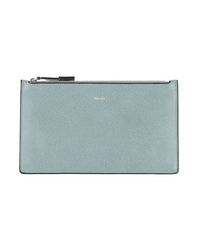 Valextra Woman Pouch Light Blue Size - Calfskin In Blue