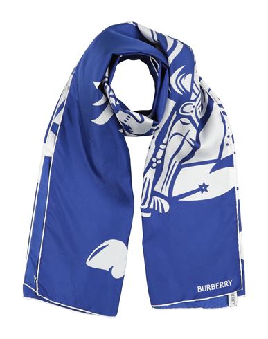 Burberry Woman Scarf Blue Size - Silk In Blue