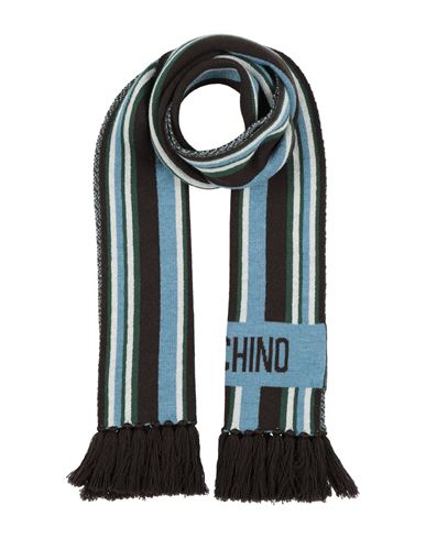 Moschino Man Scarf Dark Brown Size - Wool In Blue