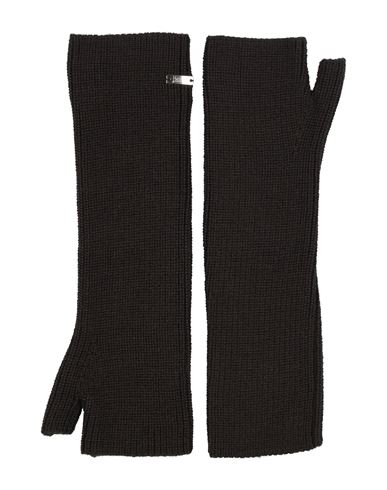 Herno Woman Gloves Dark Brown Size M Acrylic, Wool