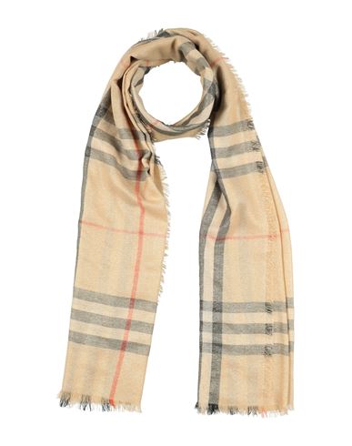 Burberry Woman Scarf Gold Size - Wool, Silk, Metallic Fiber In Neutral