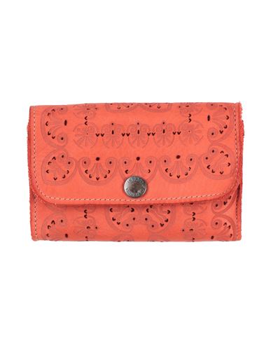 Caterina Lucchi Gold Woman Wallet Coral Size - Calfskin, Cotton In Red