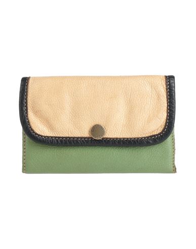 Caterina Lucchi Gold Woman Wallet Green Size - Calfskin, Cotton