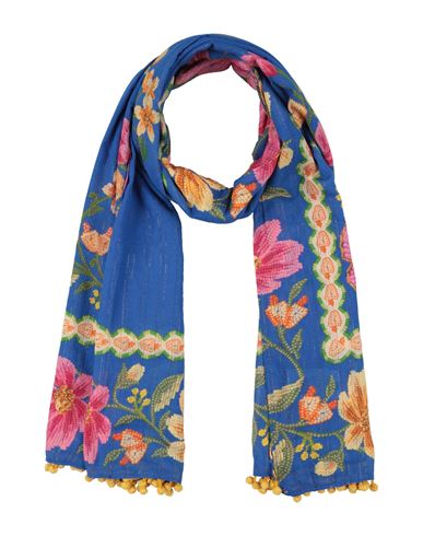 Farm Rio Woman Scarf Blue Size - Cotton, Lurex