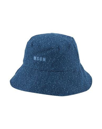 Msgm Woman Hat Blue Size L Cotton, Elastane