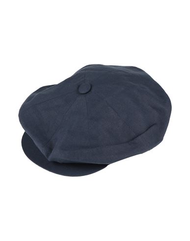 Borsalino Man Hat Navy Size 7 ⅜ Linen, Cotton In Blue