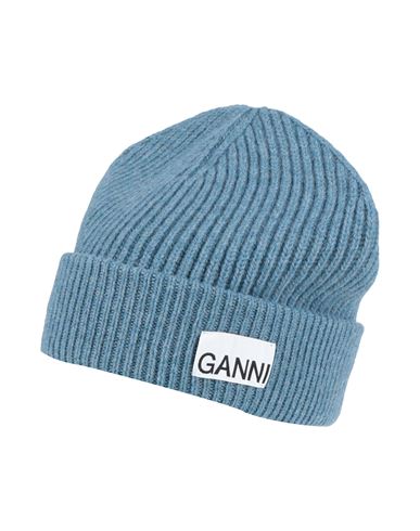Ganni Woman Hat Azure Size Onesize Wool, Recycled Wool, Recycled Polyamide In Blue