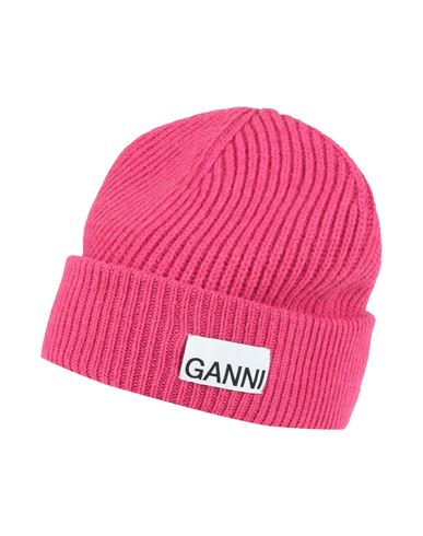 Ganni Woman Hat Fuchsia Size Onesize Wool, Recycled Wool, Recycled Polyamide In Pink