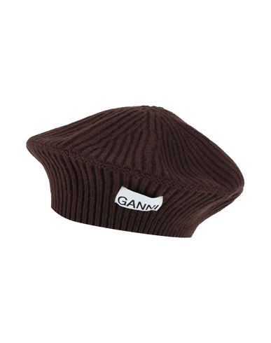 Ganni Woman Hat Dark Brown Size Onesize Wool, Recycled Wool, Recycled Polyamide
