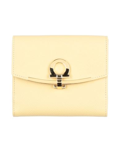 Ferragamo 008 Woman Wallet Beige Size - Calfskin In Yellow