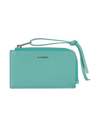 Jil Sander Man Cardholder Turquoise Size - Cow Leather In Blue