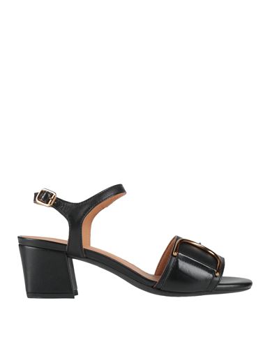 Geox Woman Sandals Black Size 8 Leather In Black