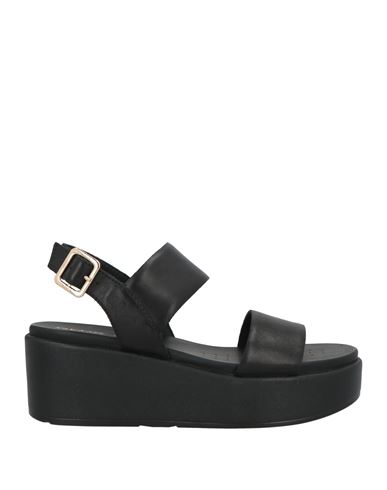 Geox Woman Sandals Black Size 8 Leather In Black