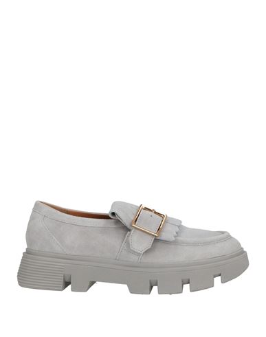 Geox Woman Loafers Light Grey Size 8 Leather In Gray