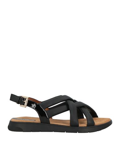Geox Woman Sandals Black Size 7 Textile Fibers In Black