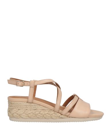 Geox Woman Espadrilles Sand Size 8 Leather In Beige