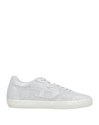 Diesel Woman Sneakers Silver Size 8 Cow Leather, Polyester, Elastane