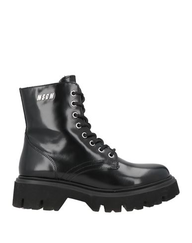 Msgm Woman Ankle Boots Black Size 8 Leather