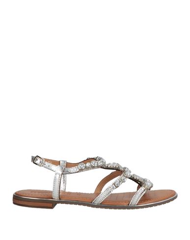Geox Woman Sandals Silver Size 8 Leather In Silver