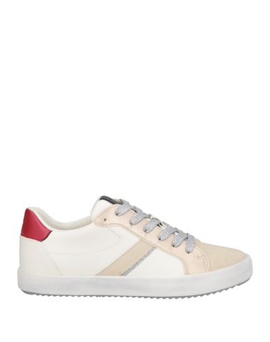 Geox Woman Sneakers Beige Size 8 Leather, Textile Fibers In Beige