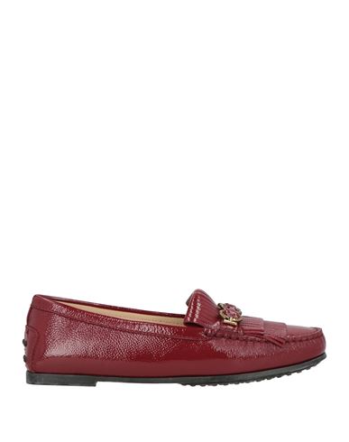 Tod's Woman Loafers Burgundy Size 7.5 Leather