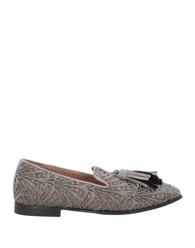 Pollini Woman Loafers Grey Size 6 Viscose, Polyester, Textile Fibers, Paper, Calfskin