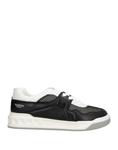 Valentino Garavani One Stud Low-top Mesh And Nappa Leather Sneaker In Black