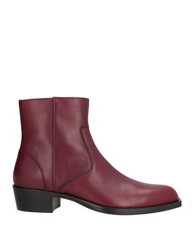 Sergio Rossi Man Ankle Boots Burgundy Size 9 Leather