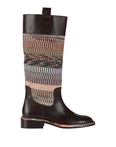 Missoni Woman Boot Dark Brown Size 8 Calfskin, Textile Fibers