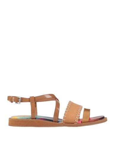 Paul Smith Woman Sandals Camel Size 8 Leather, Textile Fibers