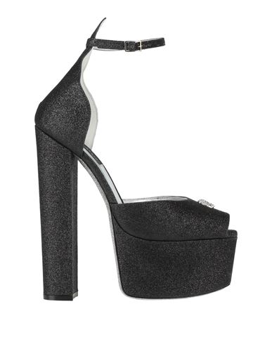 Philipp Plein Woman Sandals Black Size 8 Textile Fibers