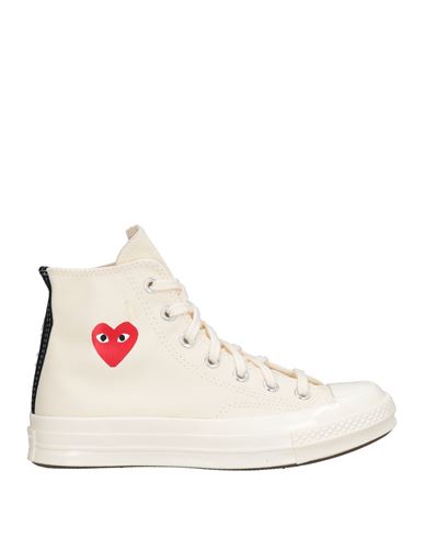 Converse X Comme Des Garçons Play Woman Sneakers Ivory Size 9.5 Textile Fibers