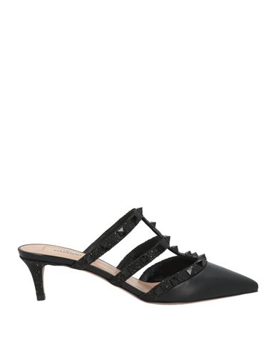 Valentino Garavani Woman Mules & Clogs Black Size 7.5 Leather