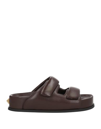 Valentino Garavani Man Sandals Dark Brown Size 9 Leather