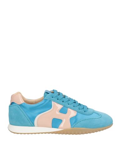 Shop Hogan Woman Sneakers Azure Size 8 Leather, Textile Fibers In Blue